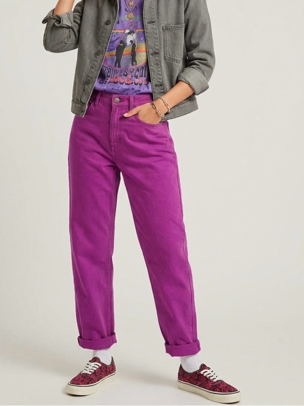 BDG Women’s High-Rise Straight Jeans in Vibrant Purple